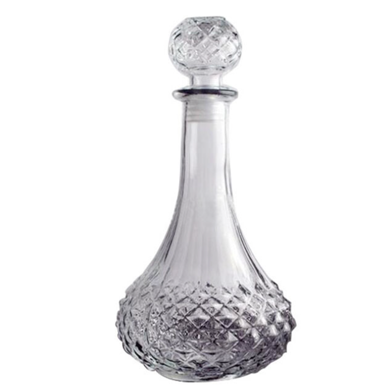 Crystal premium teardrop shape  studded glass decanter