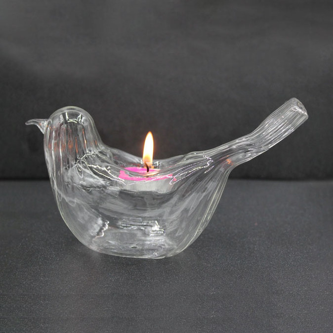 glass bird tealight candle holders