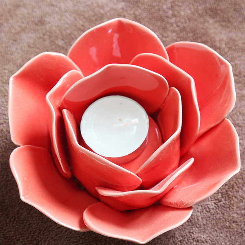 small ceramic lotus flower tea light candle holder