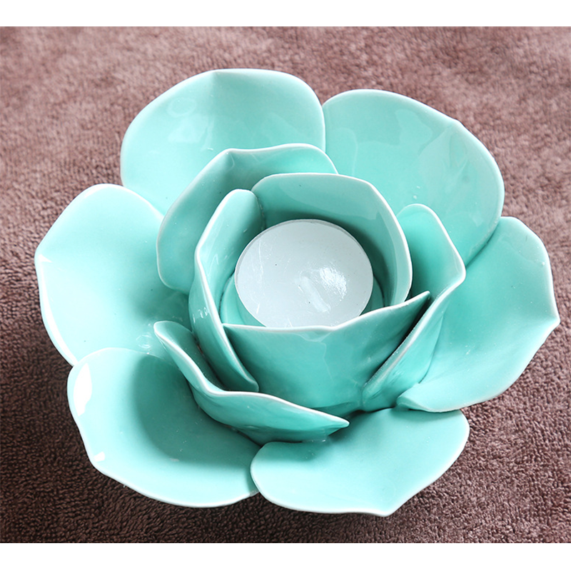 small ceramic lotus flower tea light candle holder