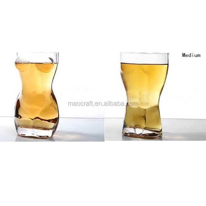 Most Popular Creative Transparent Hand made lead free crystal  body shape short naked wine glasses