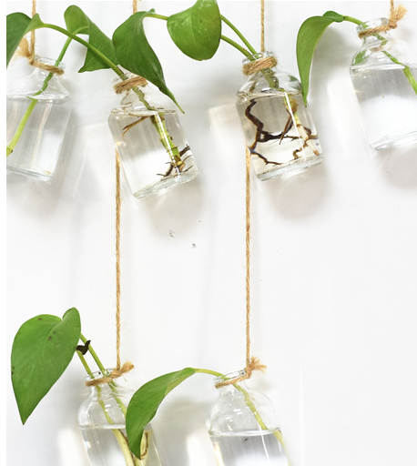 New design cloud shape hanging planter wall decor glass flower vase with the wooden star moon