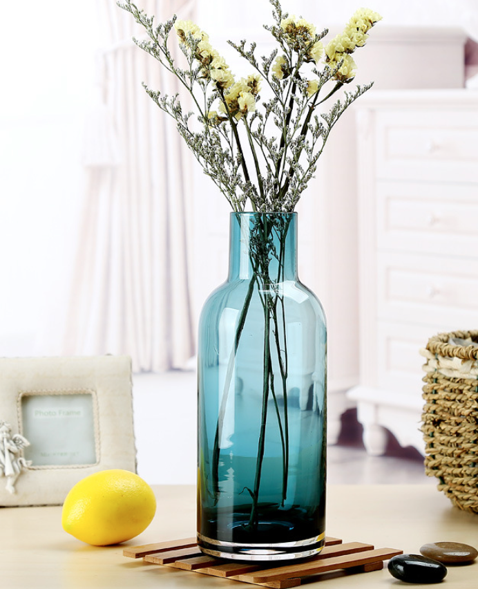 blue utility glass vase home decor vase decoration