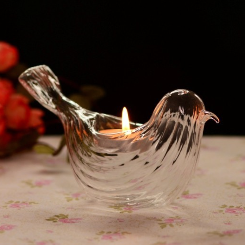 glass bird tealight candle holders