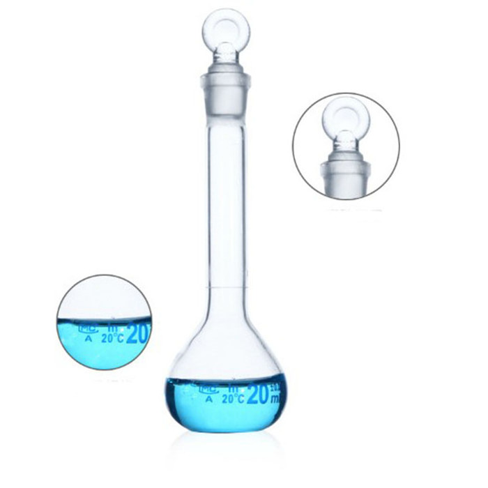 Various Capacity Clear Glass Volumetric Flask with Stopper for Laboratory Use