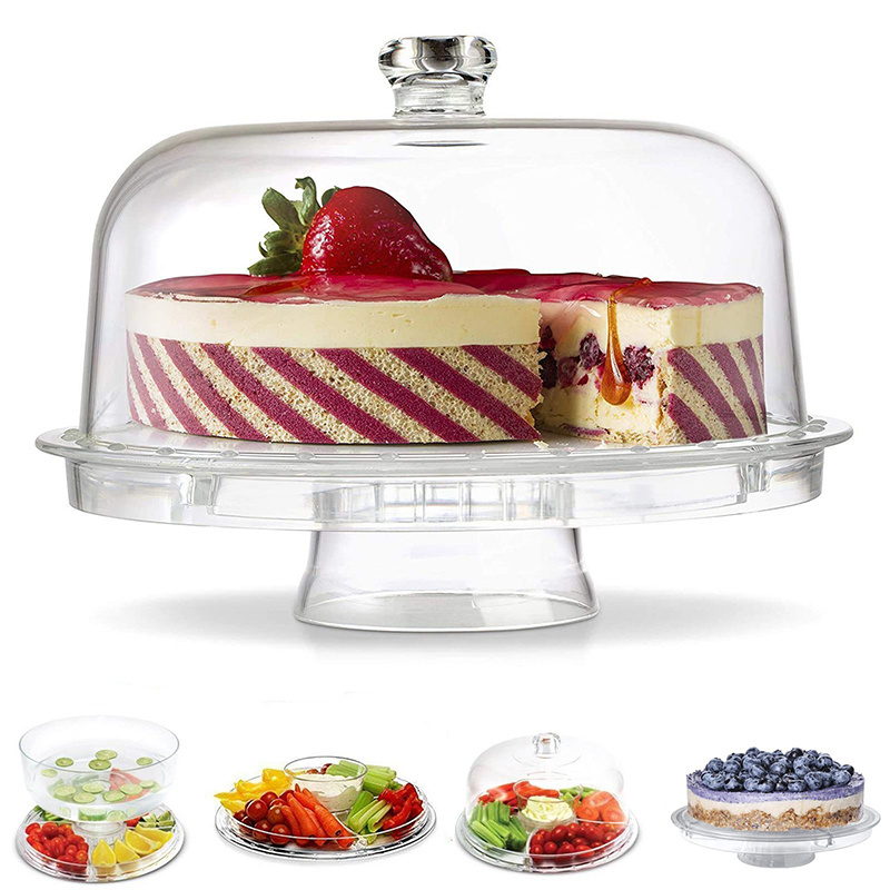 Multifunctional Acrylic Cake Stand and Dome Plastic Dish round Plated Serving Plates for Parties Presents