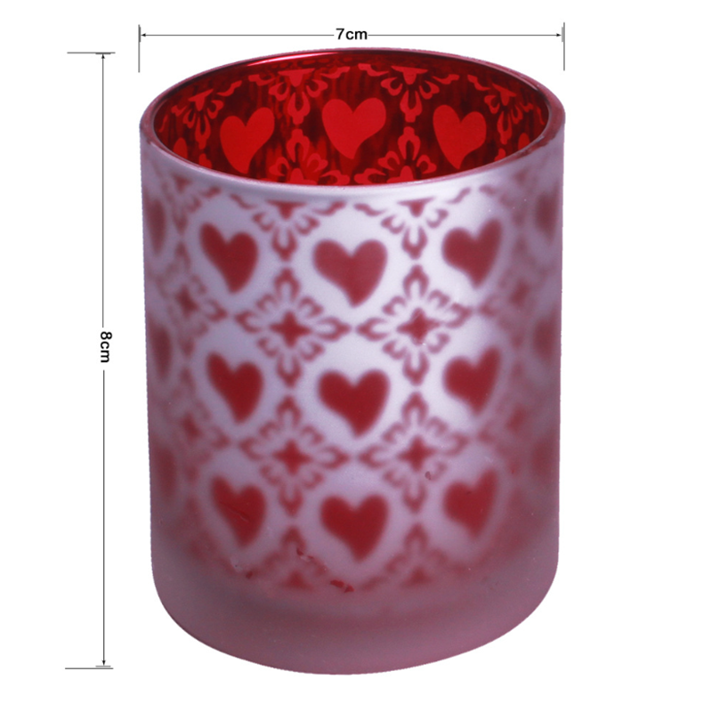 red hearts design empty candle jar votive holder