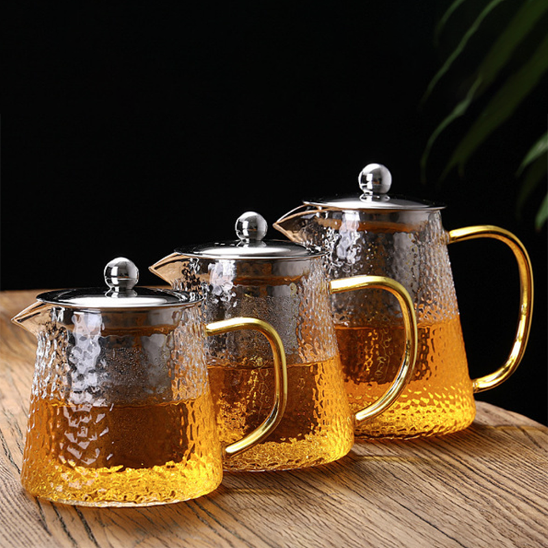 hammer design glass teapot heat resistant tea kettle