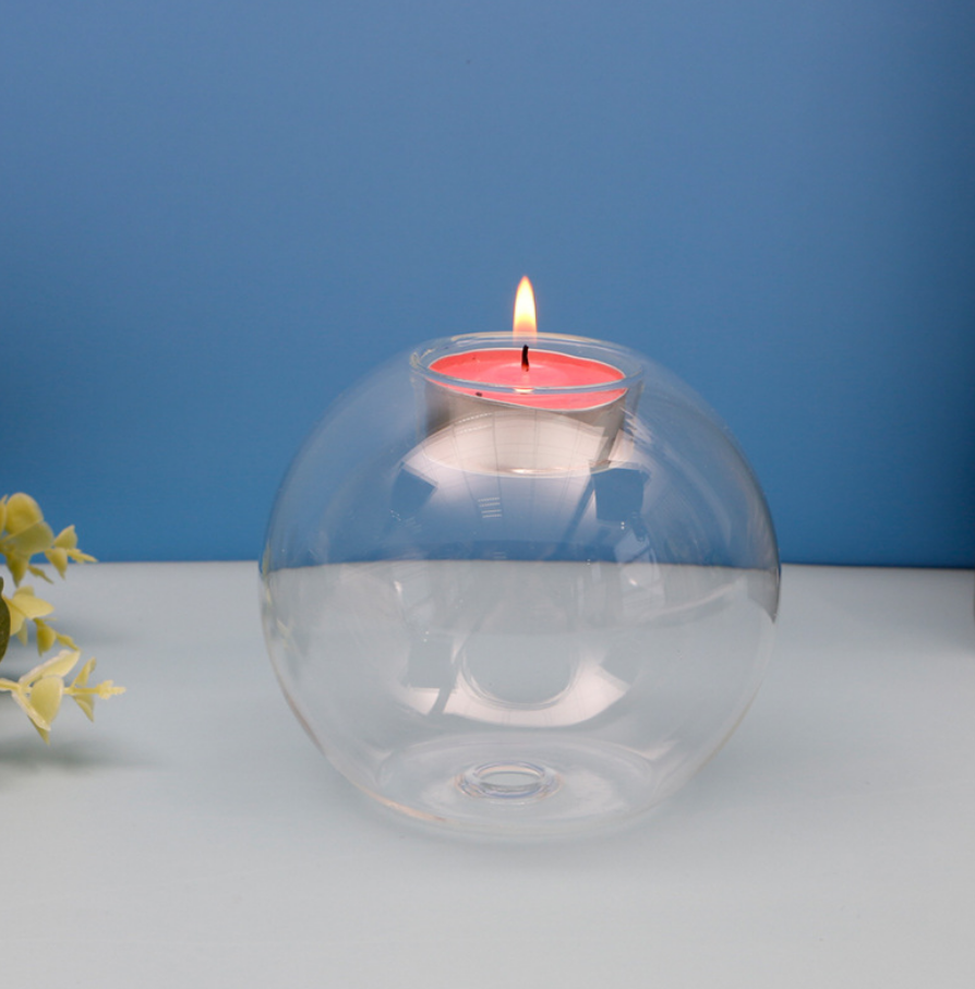 borosilicate  glass round tealight candle holder