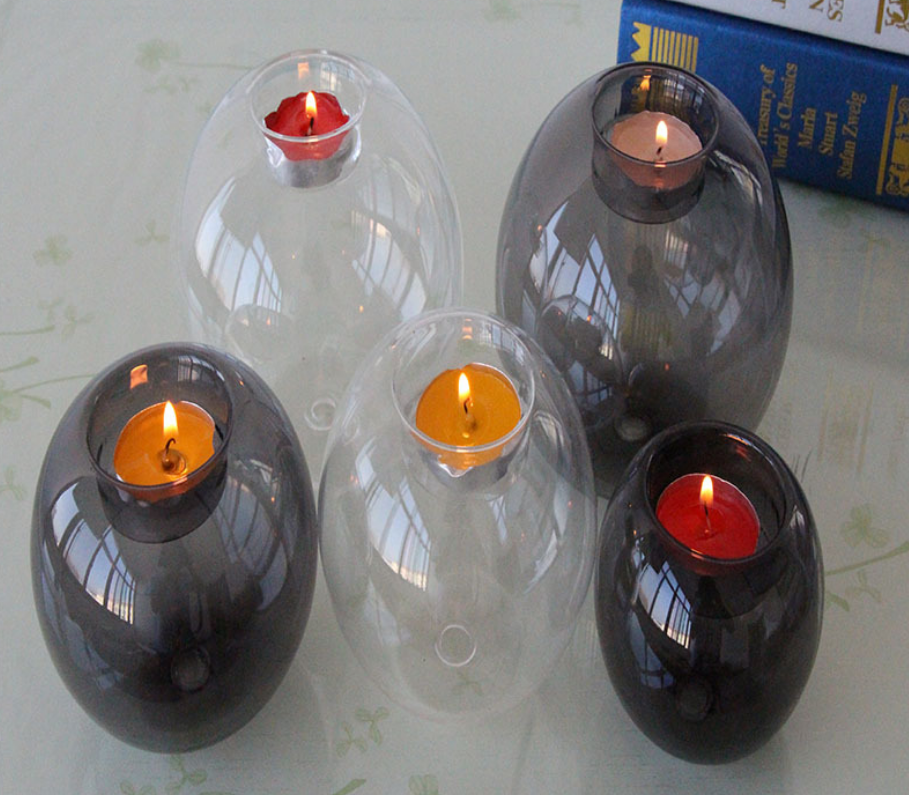 borosilicate  glass round tealight candle holder