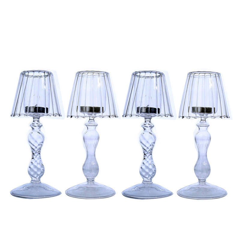 Home Wedding Decoration Clear Glass Table Lamp Candle Holder