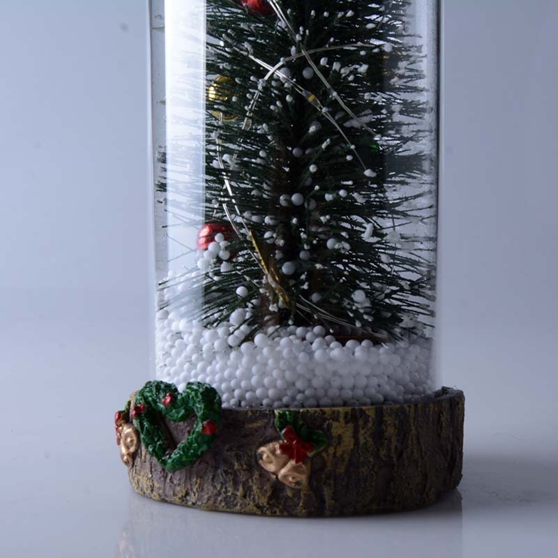 11*19cm Christmas tree in glass dome with LED string light battery operated Xmas festival