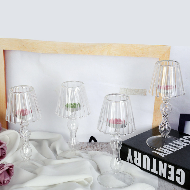 Home Wedding Decoration Clear Glass Table Lamp Candle Holder