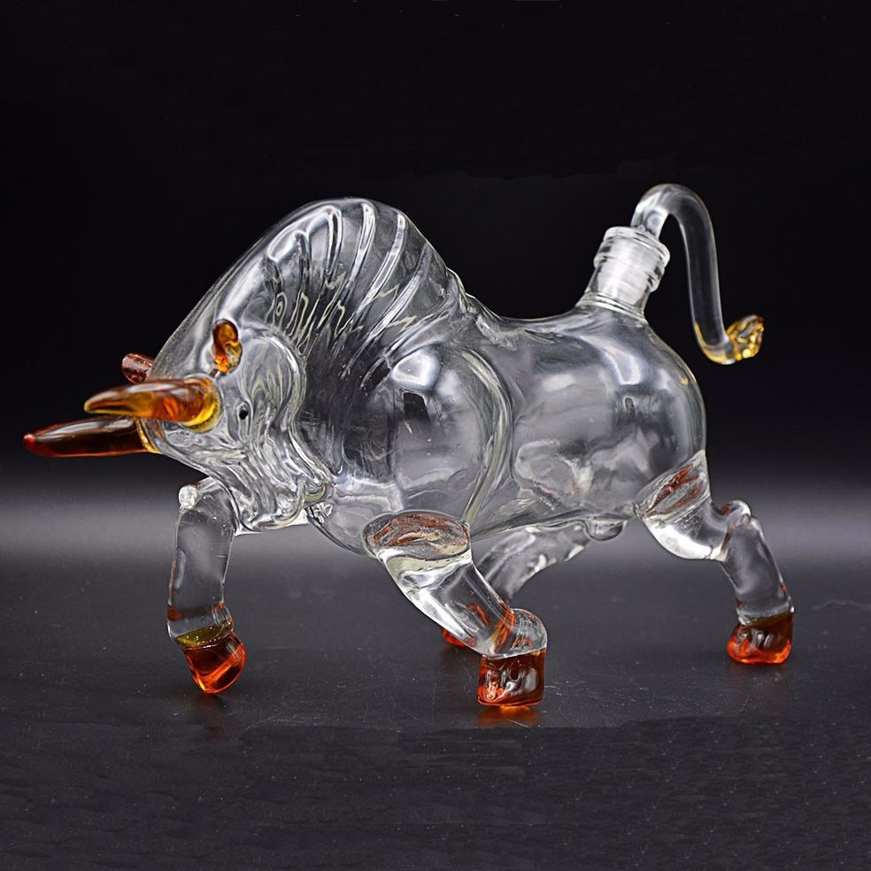 glass bull  whiskey decanter