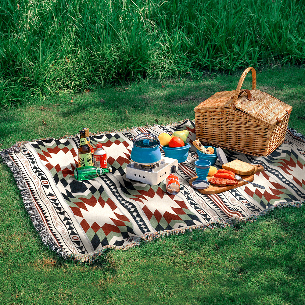 Custom Bohemian Tapestry Outdoor Camping Blanket Home Goods Picnic Rug