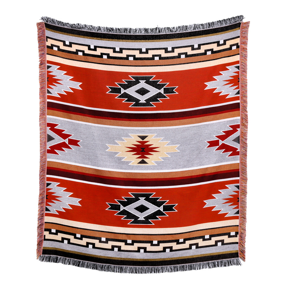 Factory Wholesale Custom Design Jacquard Woven Cotton Blanket Boho Throw for Home Decor