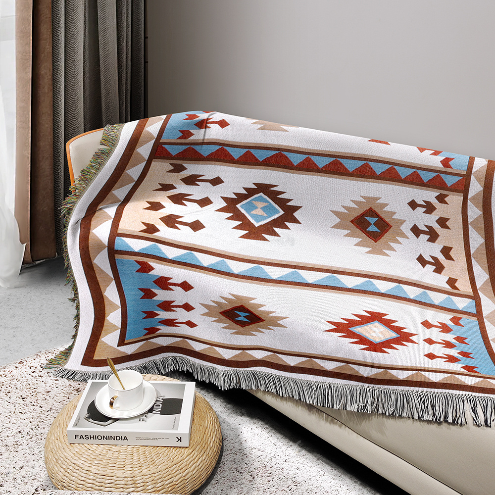 Boho Woven Sofa Blanket Throw with Tassels for Home Decor Sofa Slipcover Camping-Unique Blanket for Style and Comfort