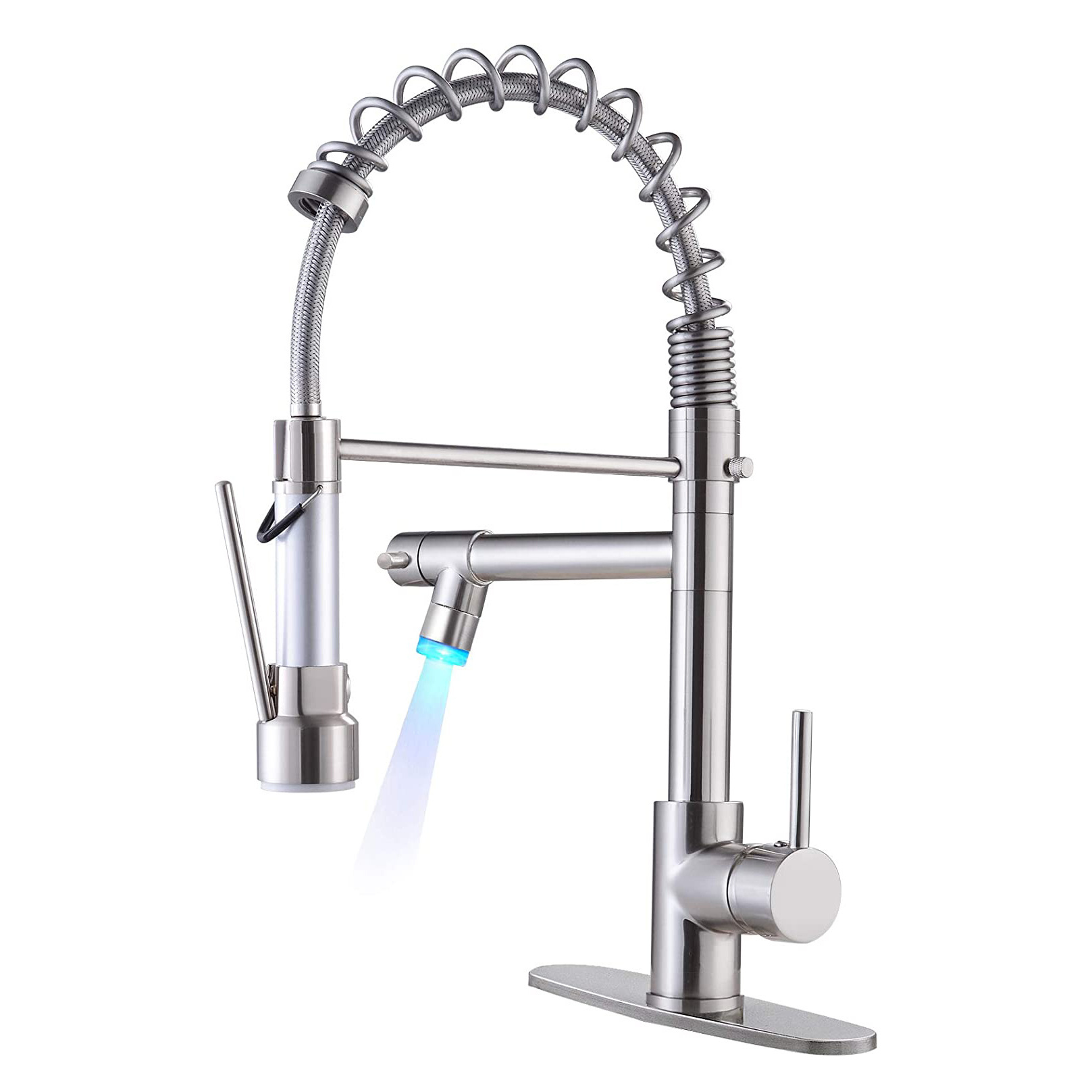 Pull Down Spring Mixer Tap 304 Stainless Steel Kitchen Sink Kitchen Double Outlet Faucet