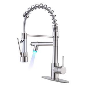 Pull Down Spring Mixer Tap 304 Stainless Steel Kitchen Sink Kitchen Double Outlet Faucet