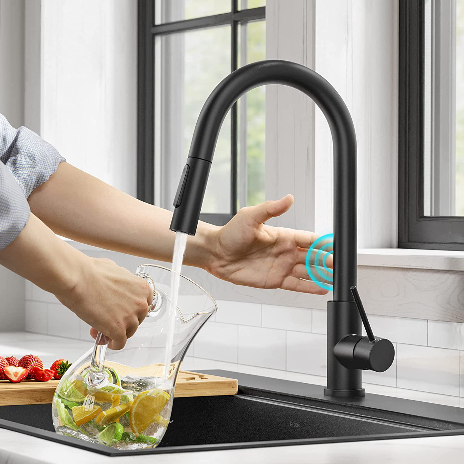 Smart Touch Sensor Water Tap Sink 360 Degree Rotate Sensor Water Mixer Kitchen Faucets