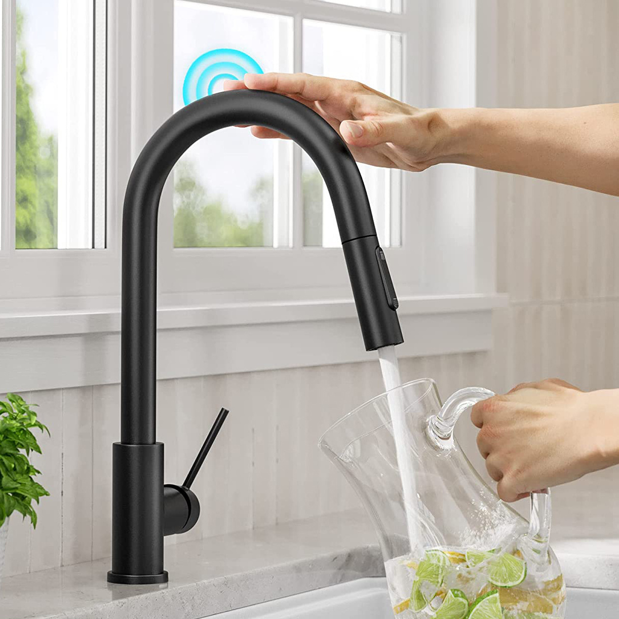 Smart Touch Sensor Water Tap Sink 360 Degree Rotate Sensor Water Mixer Kitchen Faucets