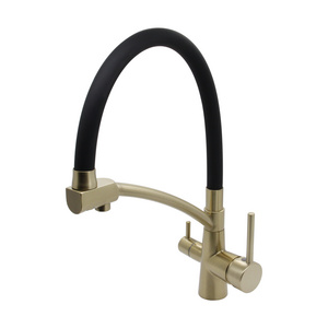 Popular Design High End Brushed Gold Brass Pull Down Lever Kitchen Mixer Kitchen Faucet Mixer Tap