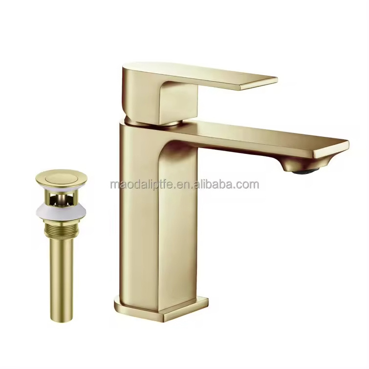 Luxury Square Mixers Sanitary Wares Matt Black Gold Silver Single Hole Bathroom Waterfall Spout Faucet Basin Sink Water Faucet