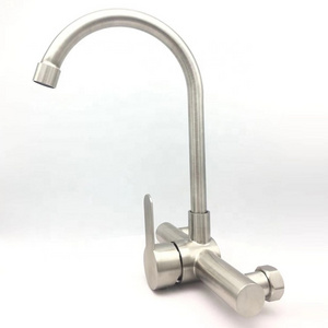 Pull down 304 Stainless Steel Wall Mounted Mixer Taps Kitchen Sink Faucet