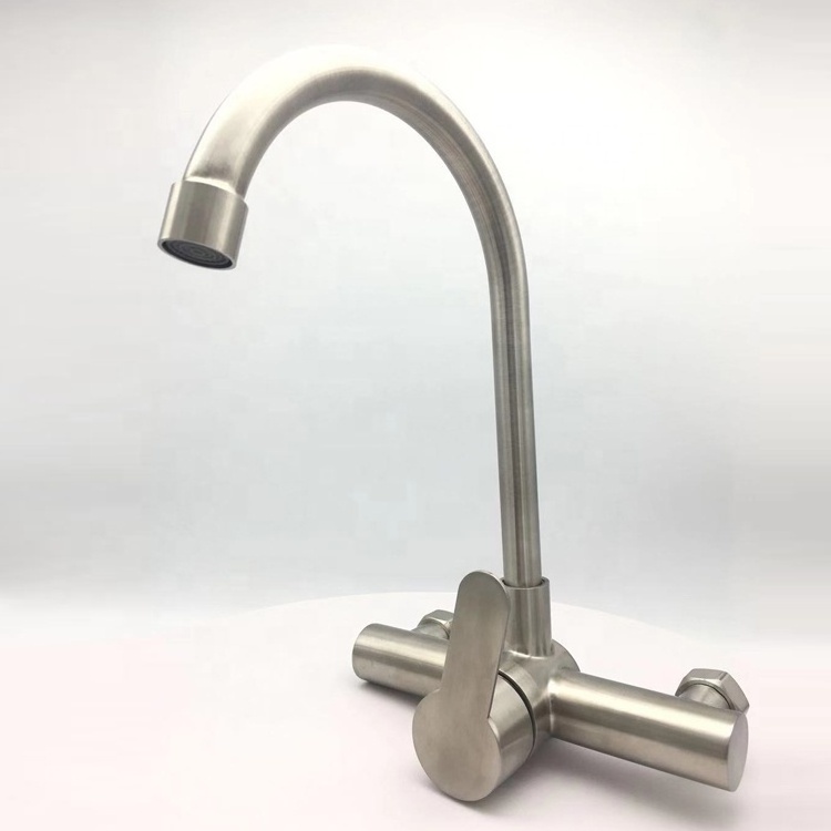 Pull down 304 Stainless Steel Wall Mounted Mixer Taps Kitchen Sink Faucet