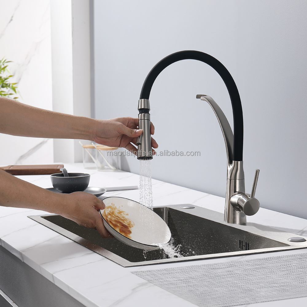 Modern Gourmet Gold Black Pull Down Hot And Cold Kitchen Faucet Accessories For Kitchen Sink