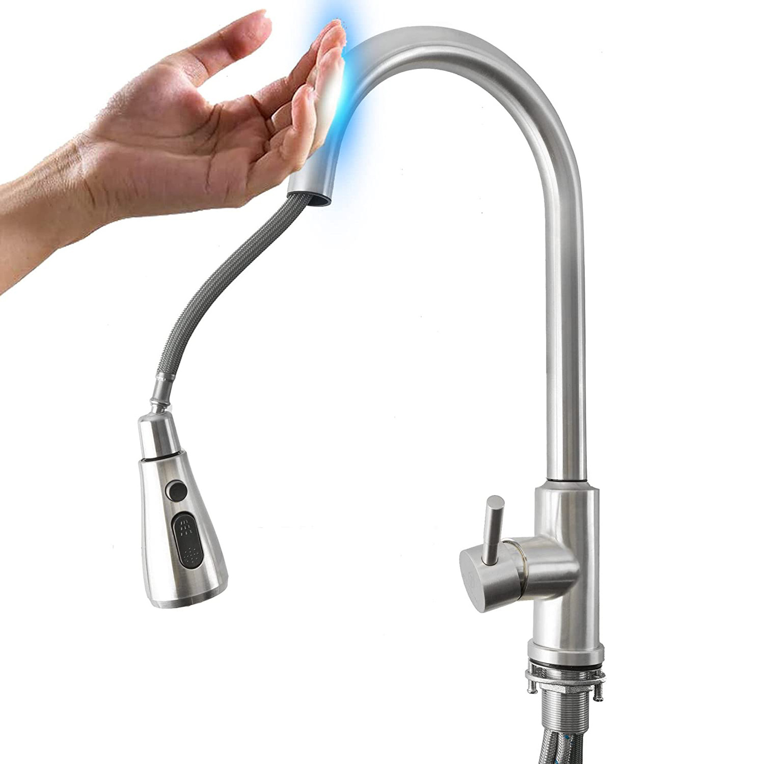 torneira Automatic 304 Stainless Steel Pull Out Spring Kitchen Sink Faucets Touchless Kitchen Faucets