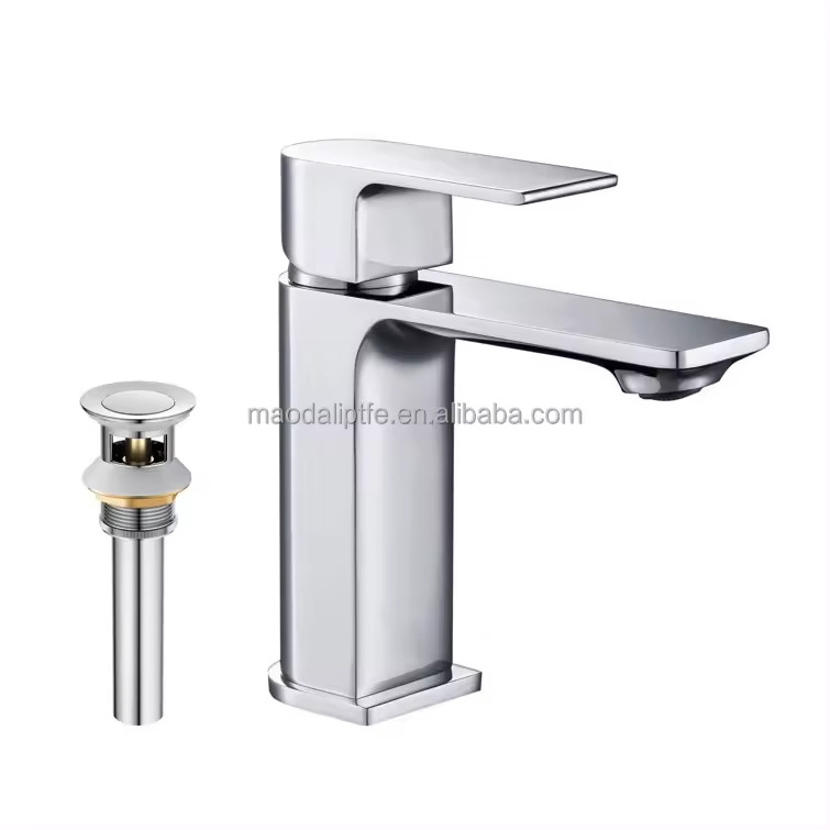 Luxury Square Mixers Sanitary Wares Matt Black Gold Silver Single Hole Bathroom Waterfall Spout Faucet Basin Sink Water Faucet