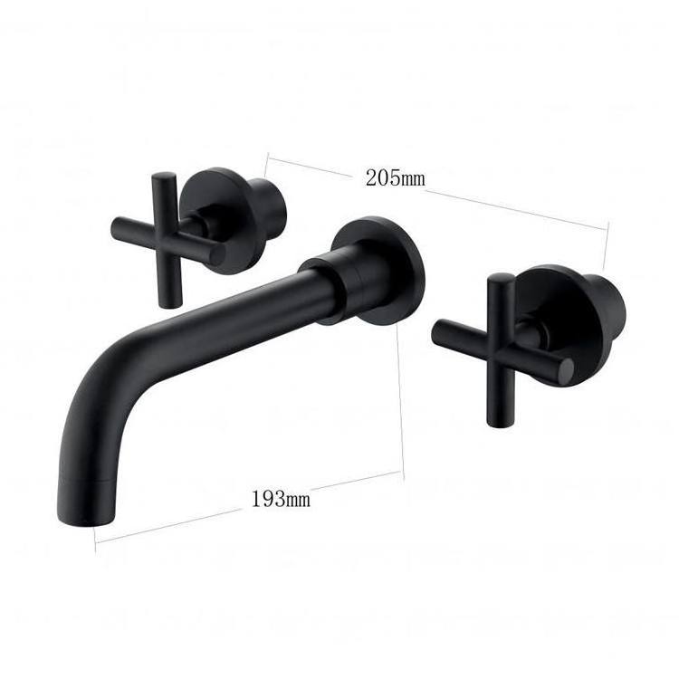 torneira Factory Wholesale Concealed Black Double Handle Classic 4 Brass Basin Faucet Wall Mounted