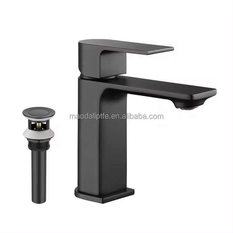 Luxury Square Mixers Sanitary Wares Matt Black Gold Silver Single Hole Bathroom Waterfall Spout Faucet Basin Sink Water Faucet