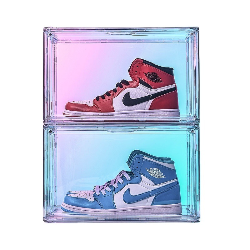 Dust-proof stackable transparent acrylic shoe storage box household space saving storage organizer pet sneaker display case