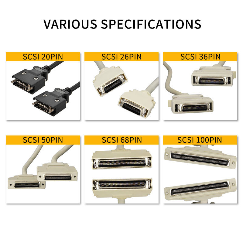 Scsi Hd50 Pin Plastic Shell And Spring Latch Scsi Cable 50 Pin Male Cable Assembly Customized Manufacturer