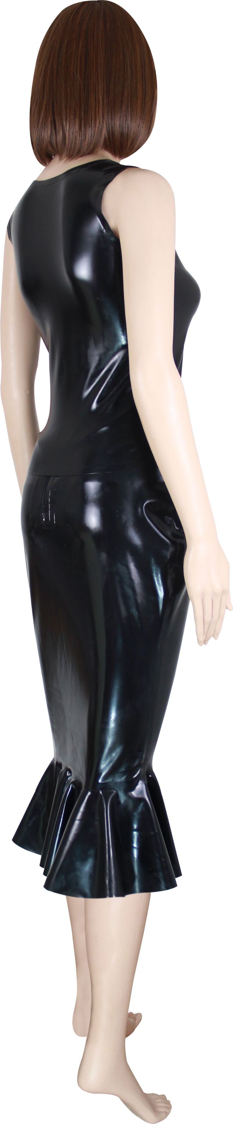 2 Piece Sets Sexy hobble latex skirt set Sleeveless Rubber vest zipper front Top suit fishtail Vest Tail Bodycon plus TZ-006