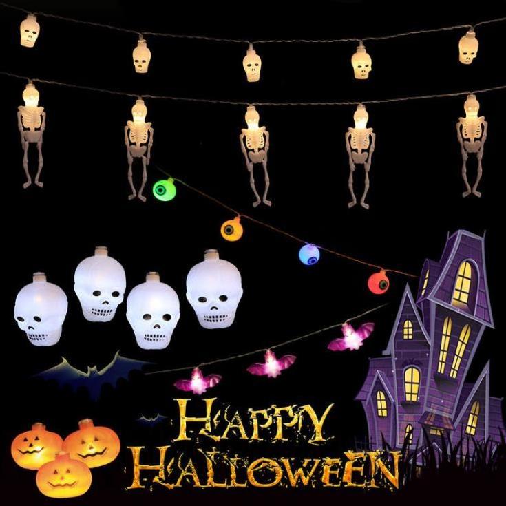 Hot Halloween light decoration Battery Operated LED Skeleton Pumpkin String Light