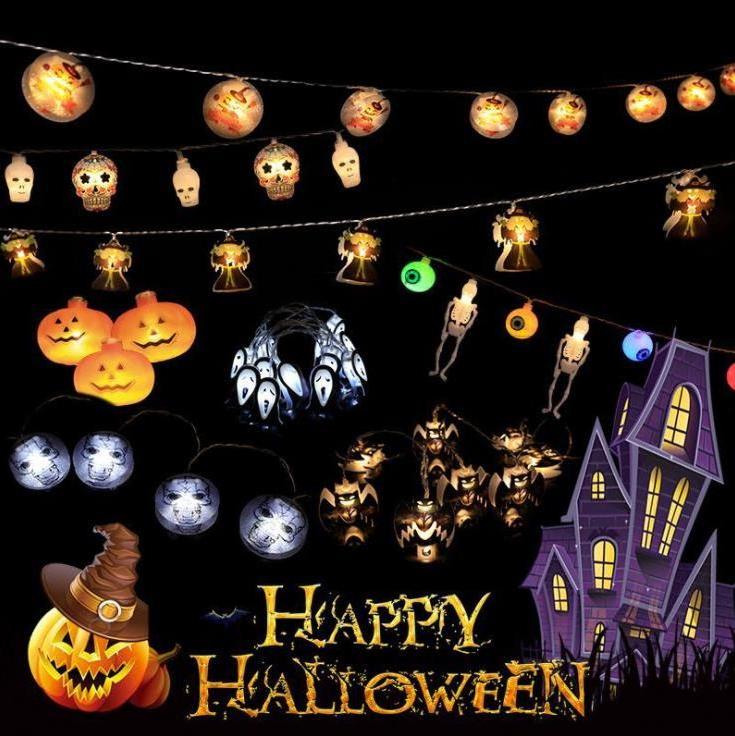 Hot Halloween light decoration Battery Operated LED Skeleton Pumpkin String Light