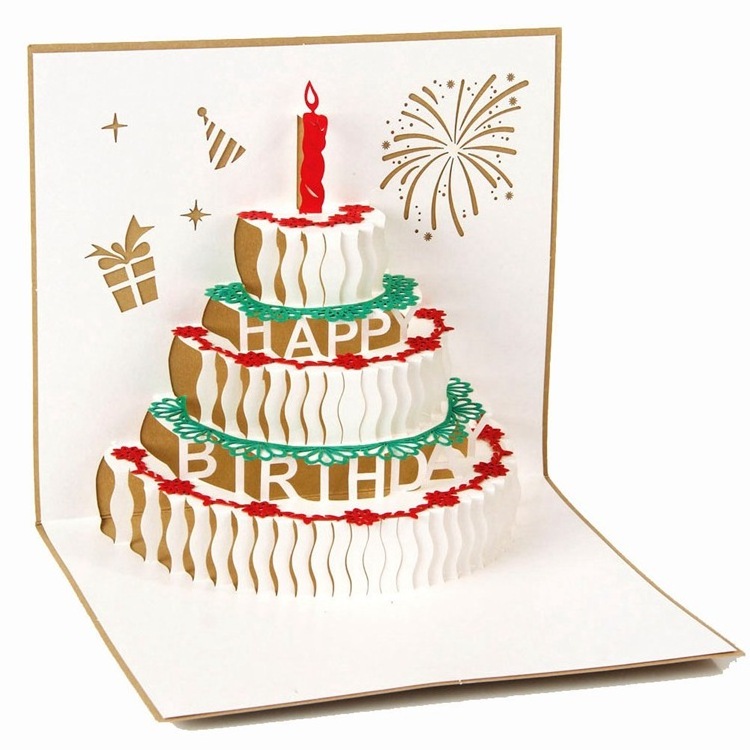 cheap sample printing funny invitation card birthday cake design paper card for boyfriend/ husband