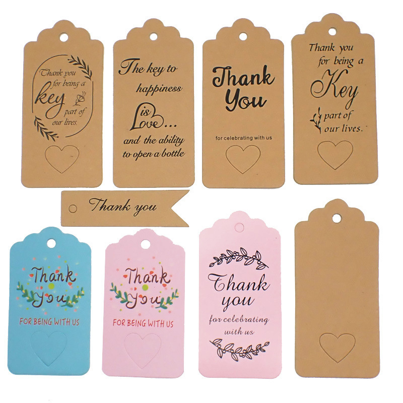 Thank you Card party Thank you Tag Love Kraft paper label invitation card packaging labels packaging bags candy gift cards hang