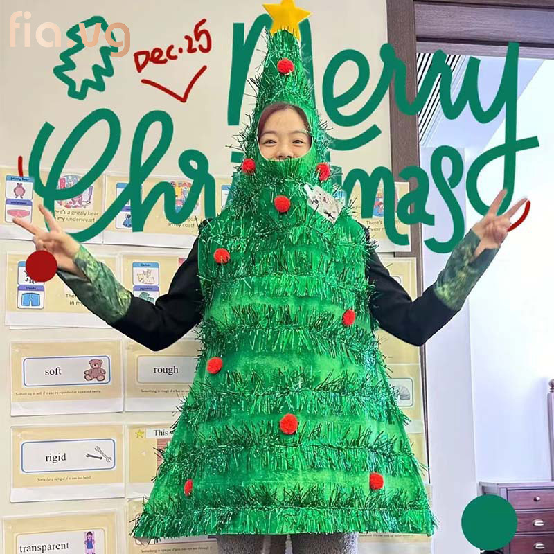 Christmas Decorations Holiday Party Green Dress up Christmas Tree Costume Santa Claus Christmas Tree Simulation Funny Clothes