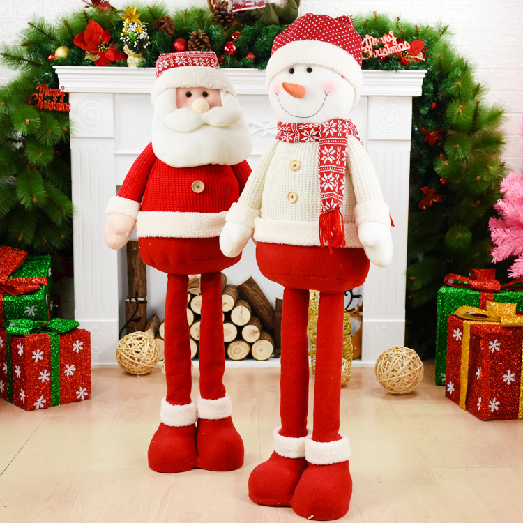 Big Size Christmas Dolls Retractable Santa Claus Snowman Elk Toys Xmas Figurines Christmas Gift for Kid