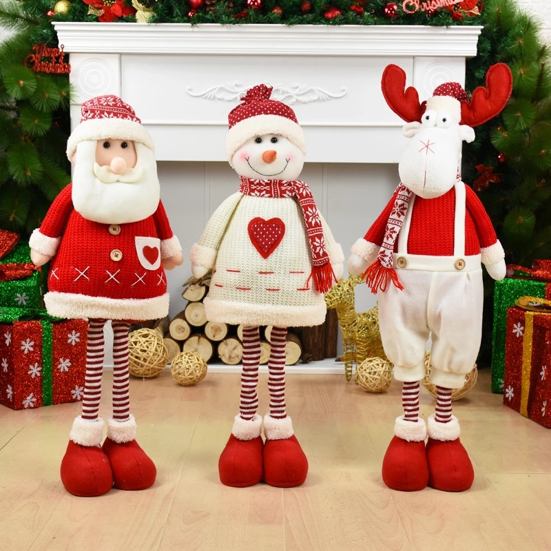 Big Size Christmas Dolls Retractable Santa Claus Snowman Elk Toys Xmas Figurines Christmas Gift for Kid