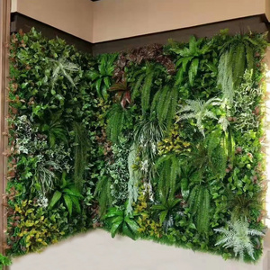 Customized Jungle Style Fake Vertical Plant Wall Hanging Faux Tropical Foliage Plants Artificial Green Grass Wall For Home Decor