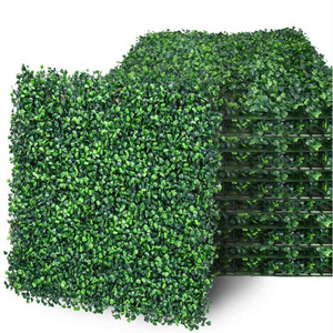 Customized Plastic Greenery Grass Topiary Green Wall Artificial Boxwood Roll Hedge Panels For Indoor Outdoor Decoration