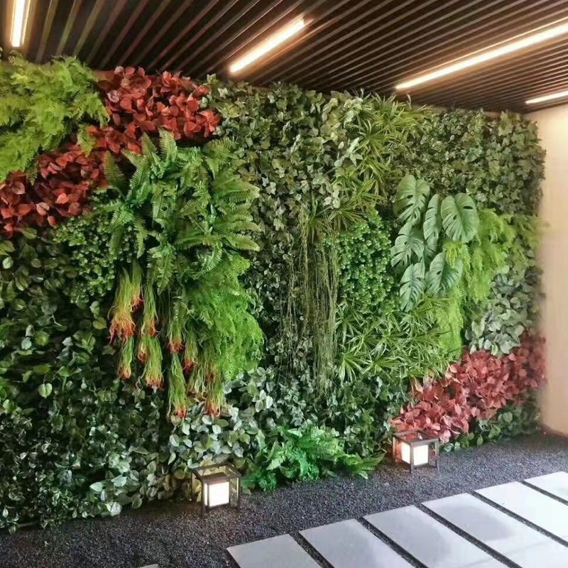 Customized Jungle Style Fake Vertical Plant Wall Hanging Faux Tropical Foliage Plants Artificial Green Grass Wall For Home Decor