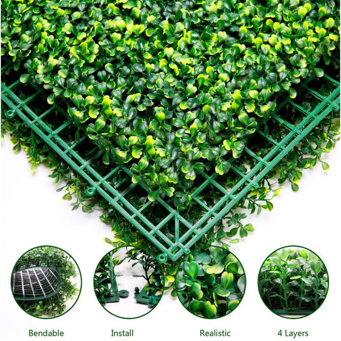 Customized Plastic Greenery Grass Topiary Green Wall Artificial Boxwood Roll Hedge Panels For Indoor Outdoor Decoration