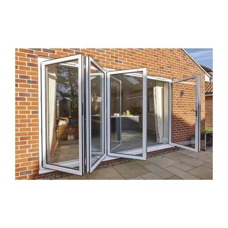 Modern USA Bifold Patio Door Balcony Exterior Accordion Doors Patio Double Glazing Folding Foldable Aluminium Doors