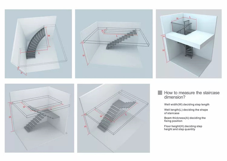 Design wrought iron used outdoor metal stairs spiral staircase design outdoor carbon steel staircase